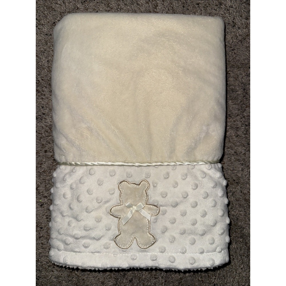 KYLE & DEENA Plush Baby Blanket Teddy Bear Cream Off‎ White Sherpa Minky 30x30